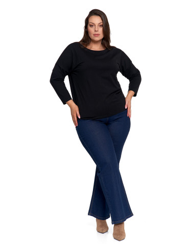 Bluzki i koszule - Bluzka damska bawełniana z rękawem 3/4 CZARNY - produkt 12