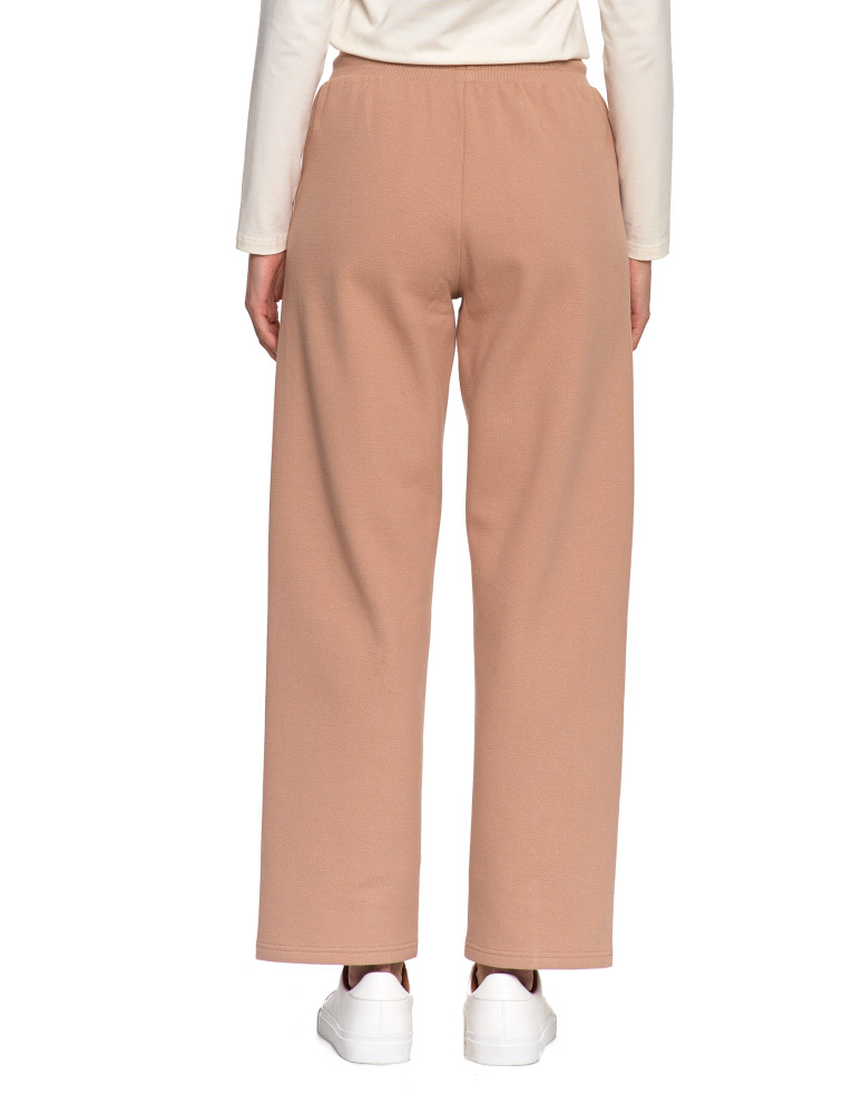 Spodnie - Damskie spodnie dresowe ocieplane z wysokim stanem BEŻOWY - produkt moraj.pl 7