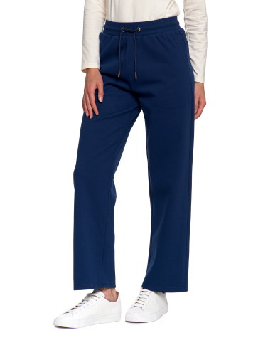 Spodnie - Damskie spodnie dresowe ocieplane z wysokim stanem GRANATOWY - produkt 5