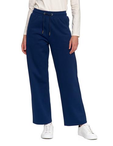 Spodnie - Damskie spodnie dresowe ocieplane z wysokim stanem GRANATOWY - produkt 6