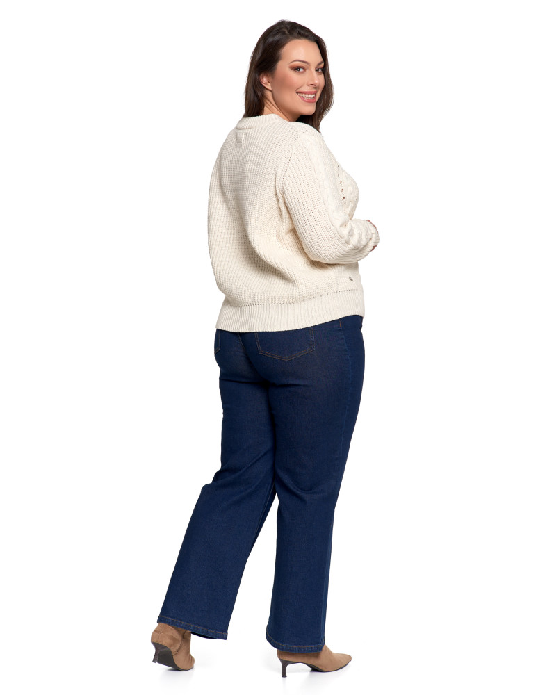 Swetry - Sweter damski z warkoczowym splotem BIAŁY - produkt moraj.pl 14