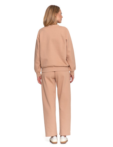 Bluzy - Damska bluza dresowa ocieplana bez kaptura BEŻOWY - produkt 12