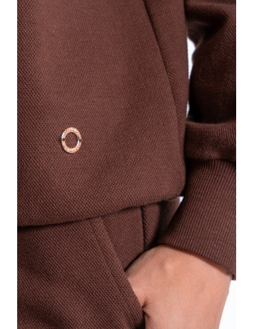 Bluzy - Damska bluza dresowa ocieplana bez kaptura BRĄZOWY - produkt 5