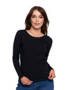 Damska bluzka z długim rękawem bawełniana CZARNY