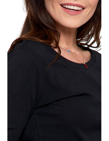 Bluzki i koszule - Damska bluzka z długim rękawem bawełniana CZARNY - produkt 3