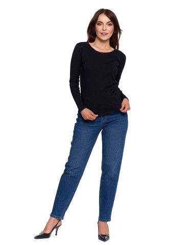 Bluzki i koszule - Damska bluzka z długim rękawem bawełniana CZARNY - produkt 5