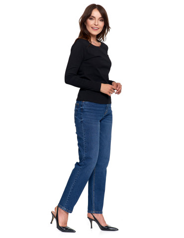 Bluzki i koszule - Damska bluzka z długim rękawem bawełniana CZARNY - produkt 6