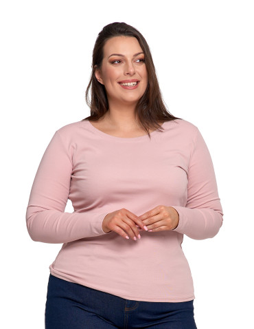 Bluzki i koszule - Damska bluzka z długim rękawem bawełniana RÓŻOWY - produkt 1