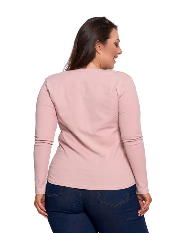 Bluzki i koszule - Damska bluzka z długim rękawem bawełniana RÓŻOWY - produkt 2