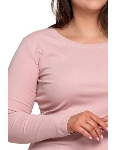 Bluzki i koszule - Damska bluzka z długim rękawem bawełniana RÓŻOWY - produkt 3