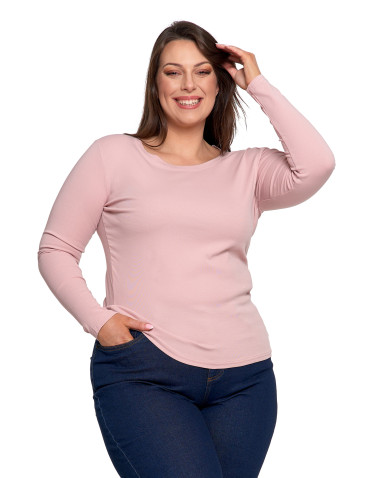 Bluzki i koszule - Damska bluzka z długim rękawem bawełniana RÓŻOWY - produkt 4