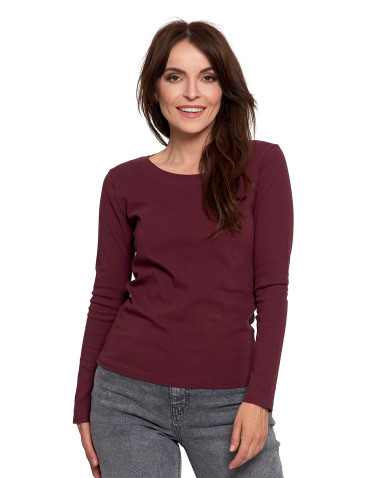 Bluzki i koszule - Damska bluzka z długim rękawem bawełniana FIOLETOWY - produkt 1