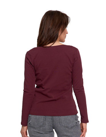 Bluzki i koszule - Damska bluzka z długim rękawem bawełniana FIOLETOWY - produkt 2