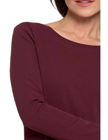 Bluzki i koszule - Damska bluzka z długim rękawem bawełniana FIOLETOWY - produkt 3