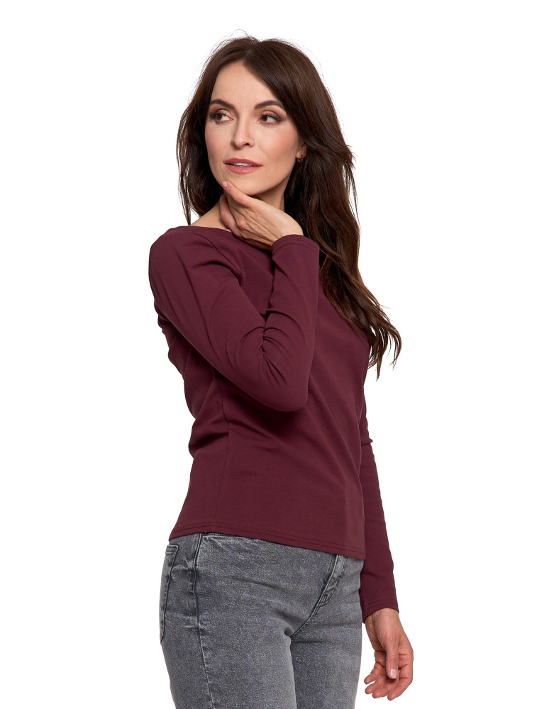 Bluzki i koszule - Damska bluzka z długim rękawem bawełniana FIOLETOWY  - produkt moraj.pl 4