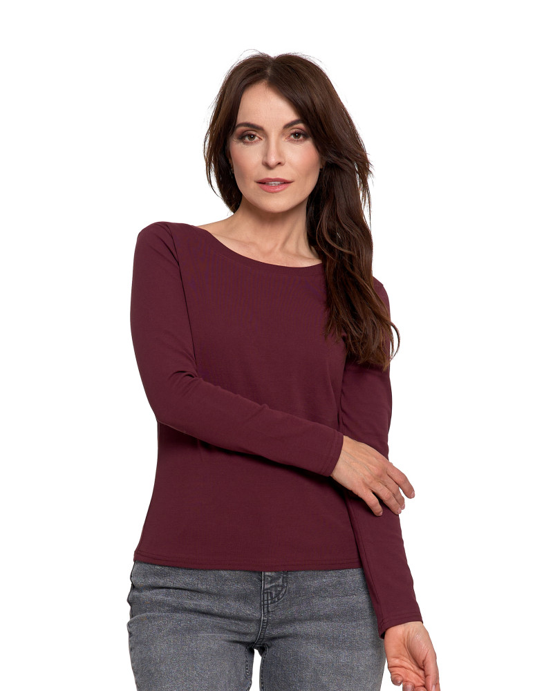 Bluzki i koszule - Damska bluzka z długim rękawem bawełniana FIOLETOWY  - produkt moraj.pl 5