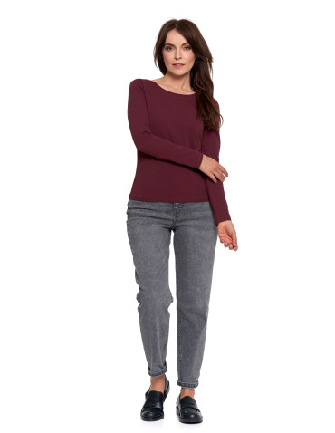 Bluzki i koszule - Damska bluzka z długim rękawem bawełniana FIOLETOWY - produkt 6