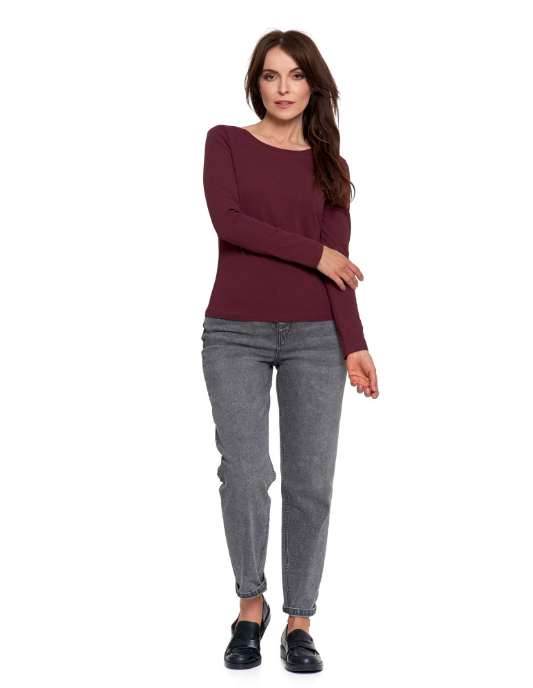 Bluzki i koszule - Damska bluzka z długim rękawem bawełniana FIOLETOWY  - produkt moraj.pl 6