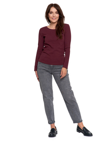 Bluzki i koszule - Damska bluzka z długim rękawem bawełniana FIOLETOWY - produkt 7