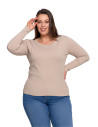 Damska bluzka z długim rękawem bawełniana BEŻOWY