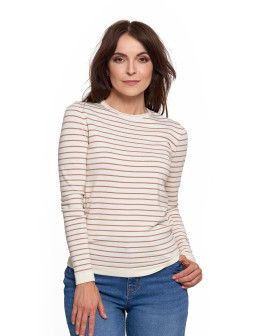 Sweter damski z wiskozy w paski i okrągłym dekoltem  - produkt 2