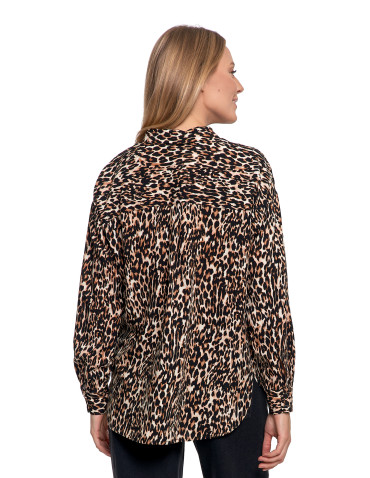 Bluzki i koszule - Koszula damska z wiskozy z krytą plisą BRĄZOWY - produkt 3