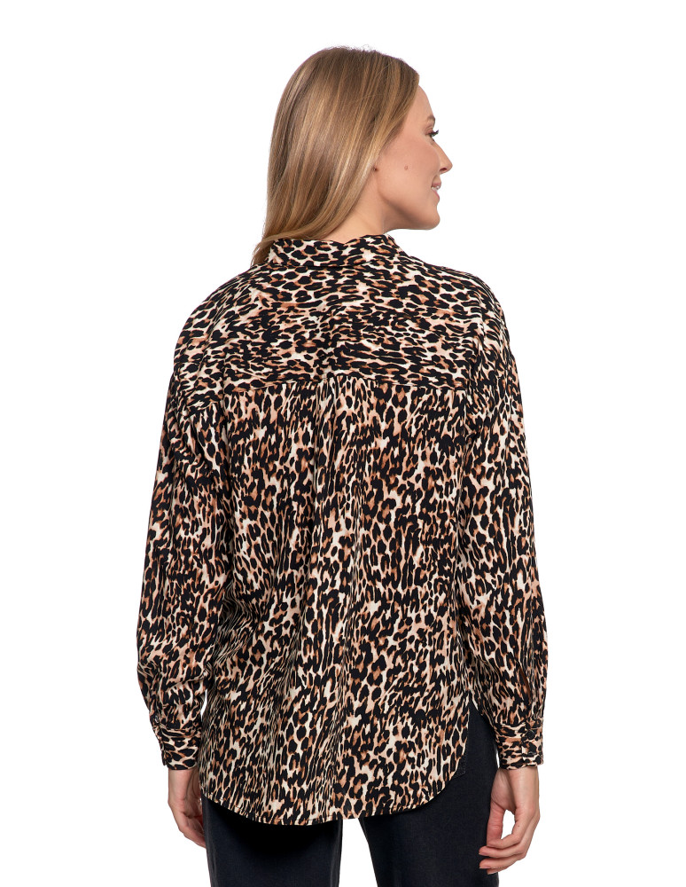 Bluzki i koszule - Koszula damska z wiskozy z krytą plisą BRĄZOWY - produkt moraj.pl 3