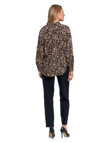 Bluzki i koszule - Koszula damska z wiskozy z krytą plisą BRĄZOWY - produkt 8