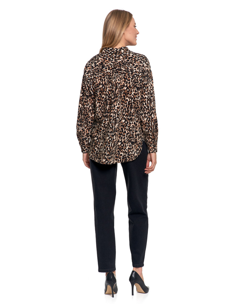 Bluzki i koszule - Koszula damska z wiskozy z krytą plisą BRĄZOWY - produkt moraj.pl 8