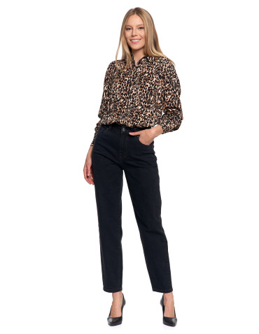 Bluzki i koszule - Koszula damska z wiskozy z krytą plisą BRĄZOWY - produkt 9