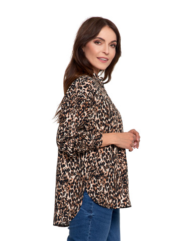 Bluzki i koszule - Koszula damska z wiskozy z krytą plisą BRĄZOWY - produkt 12