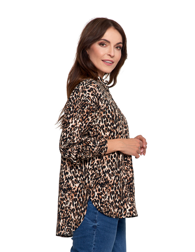 Bluzki i koszule - Koszula damska z wiskozy z krytą plisą BRĄZOWY - produkt moraj.pl 12