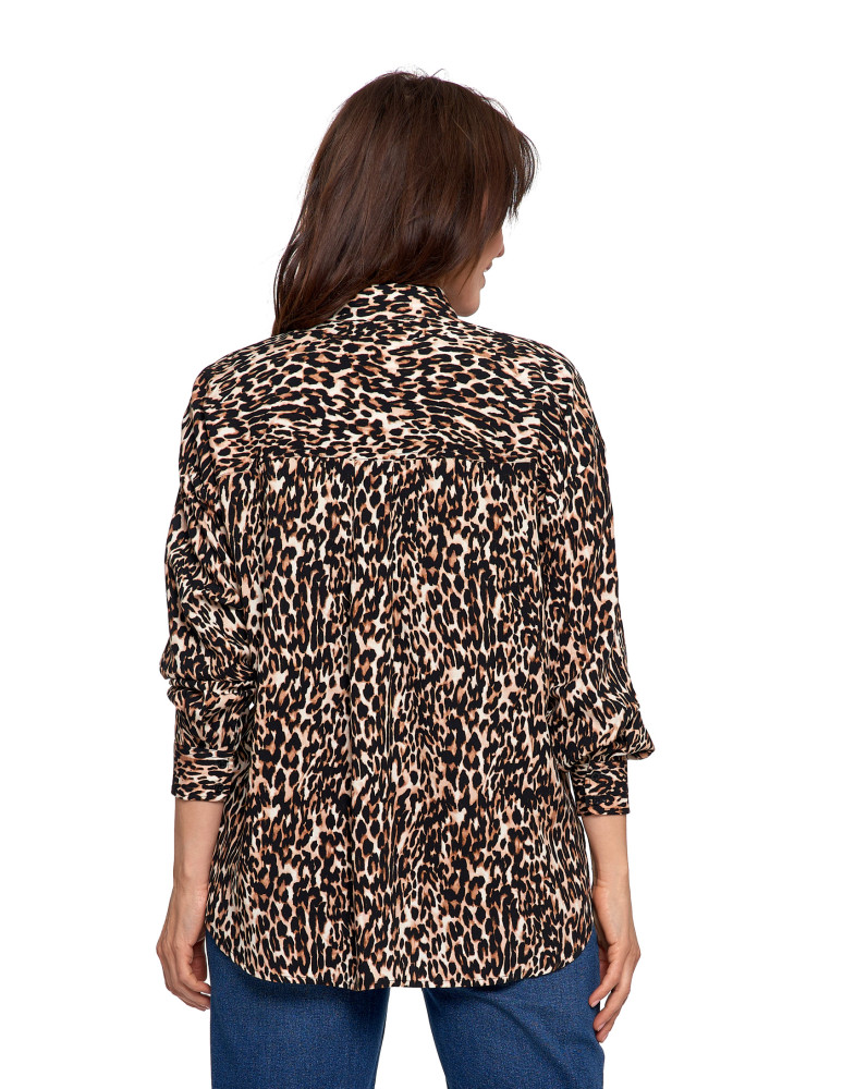 Bluzki i koszule - Koszula damska z wiskozy z krytą plisą BRĄZOWY - produkt moraj.pl 13