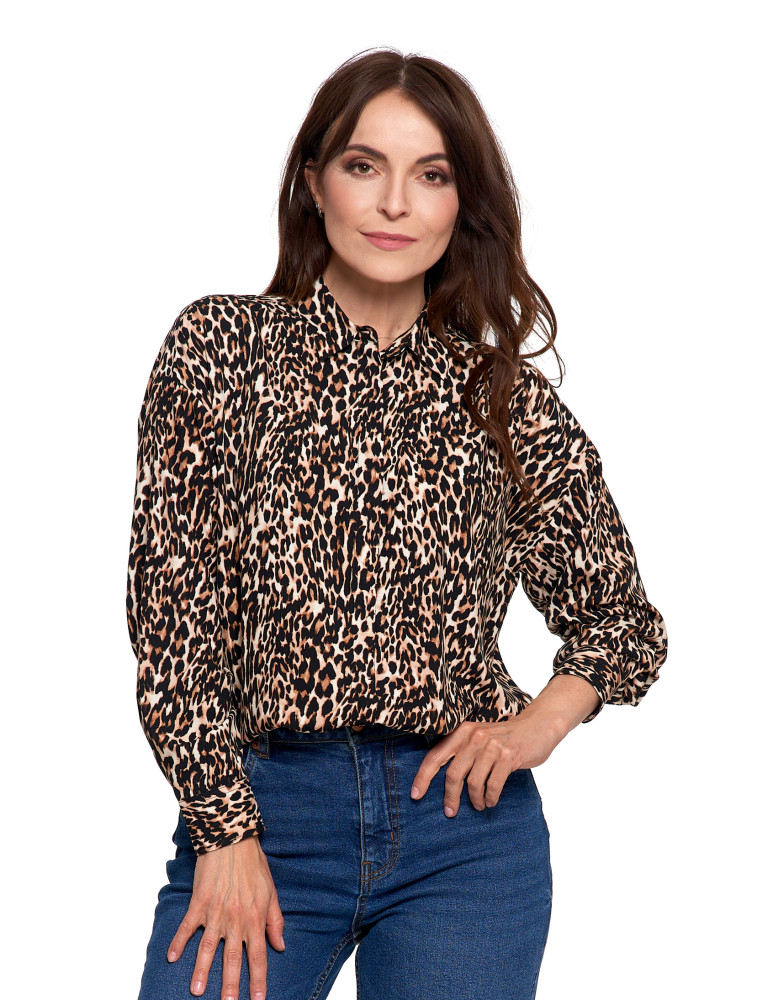 Bluzki i koszule - Koszula damska z wiskozy z krytą plisą BRĄZOWY - produkt moraj.pl 14