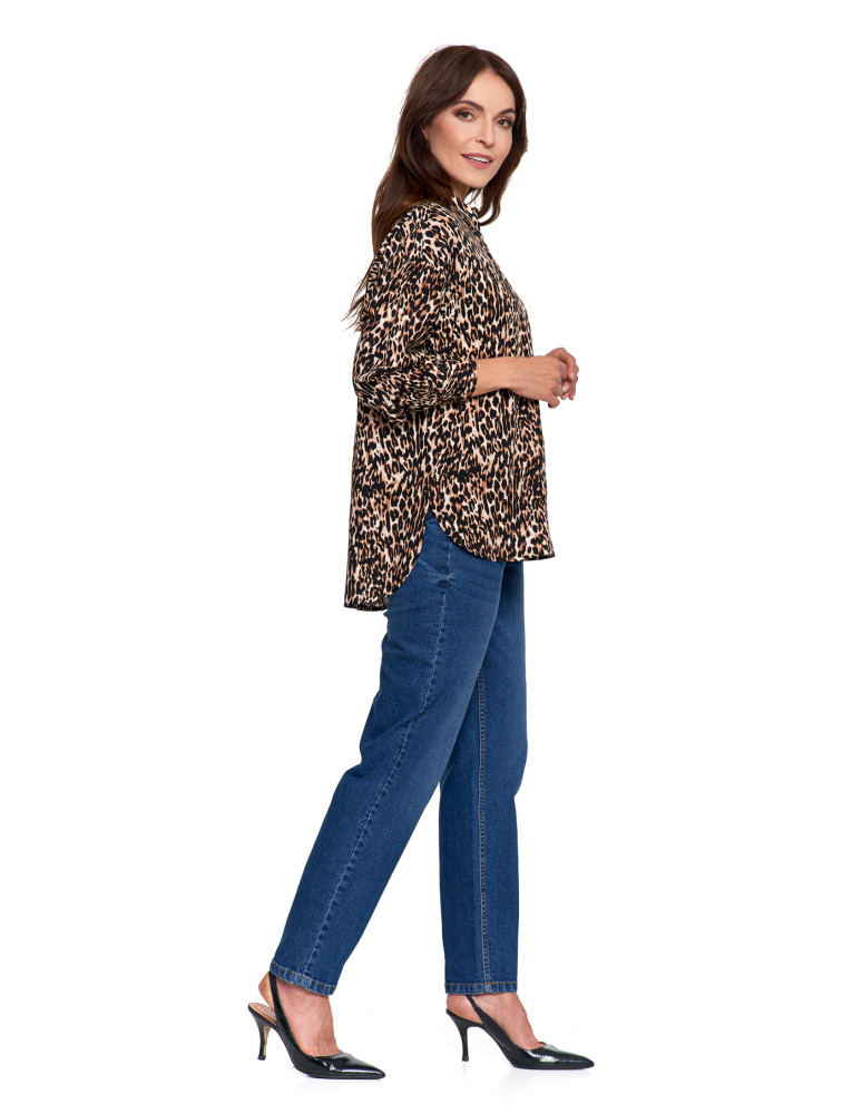 Bluzki i koszule - Koszula damska z wiskozy z krytą plisą BRĄZOWY - produkt moraj.pl 16