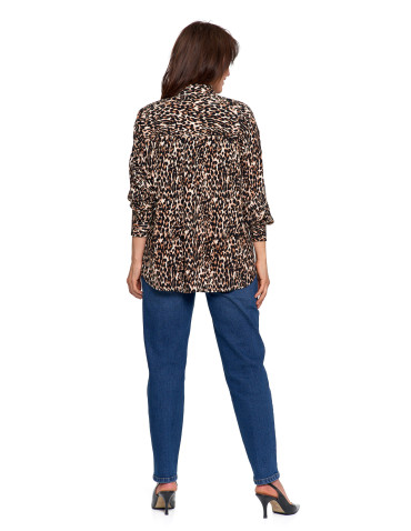 Bluzki i koszule - Koszula damska z wiskozy z krytą plisą BRĄZOWY - produkt 17