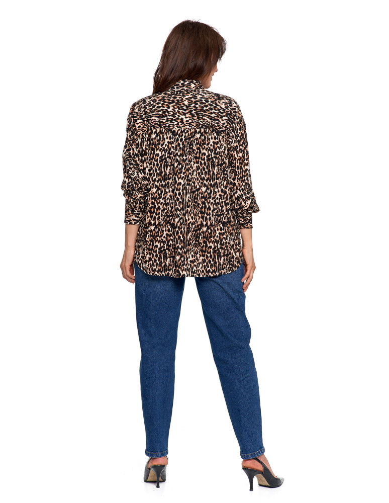 Bluzki i koszule - Koszula damska z wiskozy z krytą plisą BRĄZOWY - produkt moraj.pl 17