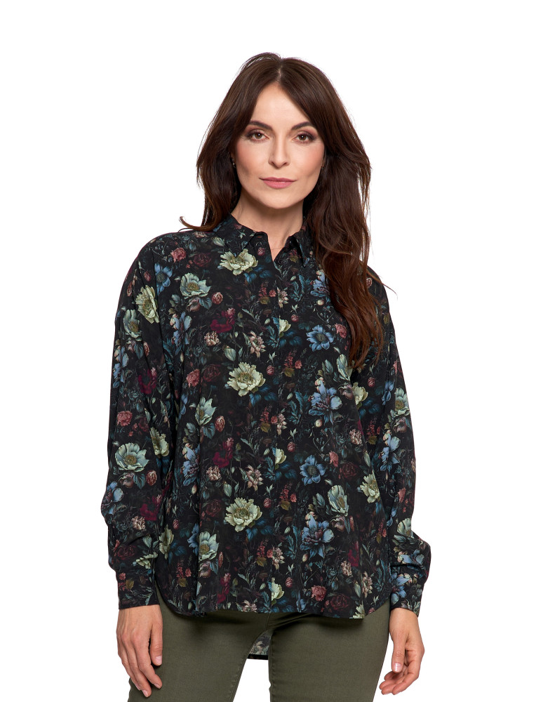 Bluzki i koszule - Koszula damska z wiskozy z krytą plisą CZARNY - produkt moraj.pl 2