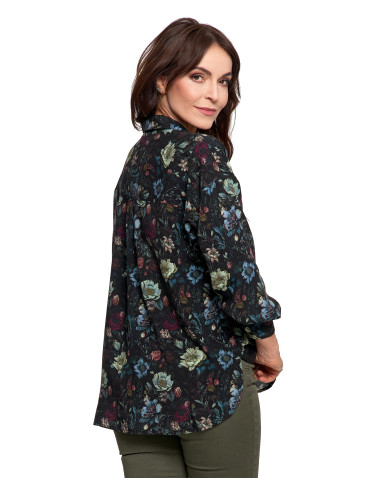 Bluzki i koszule - Koszula damska z wiskozy z krytą plisą CZARNY - produkt 3