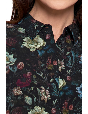 Bluzki i koszule - Koszula damska z wiskozy z krytą plisą CZARNY - produkt 4