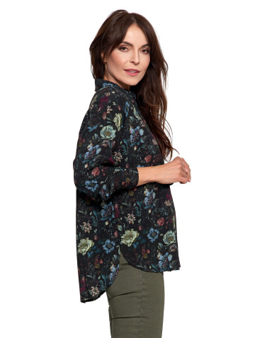 Bluzki i koszule - Koszula damska z wiskozy z krytą plisą CZARNY - produkt 5