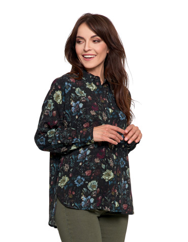 Bluzki i koszule - Koszula damska z wiskozy z krytą plisą CZARNY - produkt 6