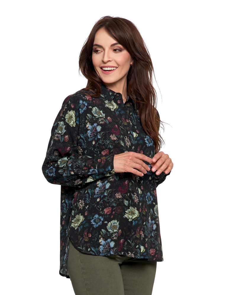 Bluzki i koszule - Koszula damska z wiskozy z krytą plisą CZARNY - produkt moraj.pl 6