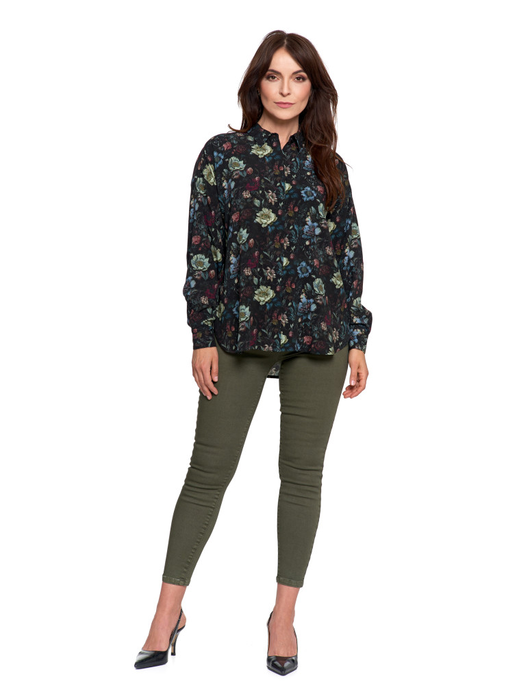 Bluzki i koszule - Koszula damska z wiskozy z krytą plisą CZARNY - produkt moraj.pl 7