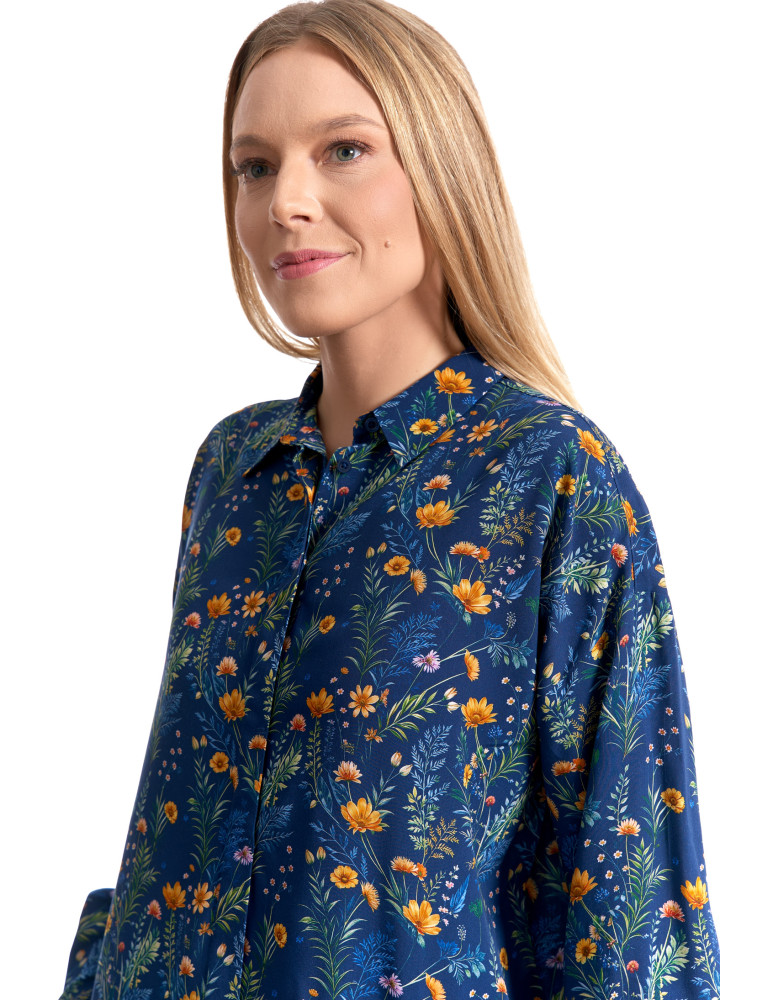 Bluzki i koszule - Koszula damska z wiskozy z krytą plisą GRANATOWY - produkt moraj.pl 8