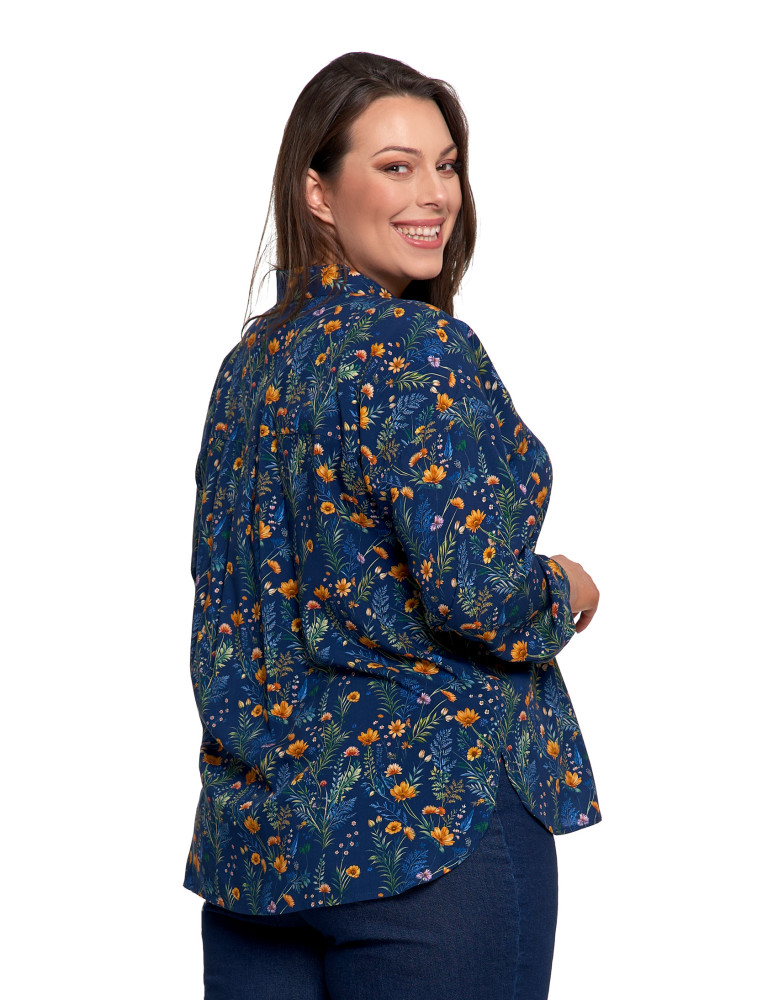 Bluzki i koszule - Koszula damska z wiskozy z krytą plisą GRANATOWY - produkt moraj.pl 13