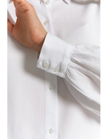 Bluzki i koszule - Koszula damska wiskozowa oversize z wydłużonym tyłem BIAŁY - produkt 11