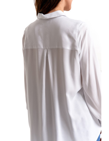 Bluzki i koszule - Koszula damska wiskozowa oversize z wydłużonym tyłem BIAŁY - produkt 12