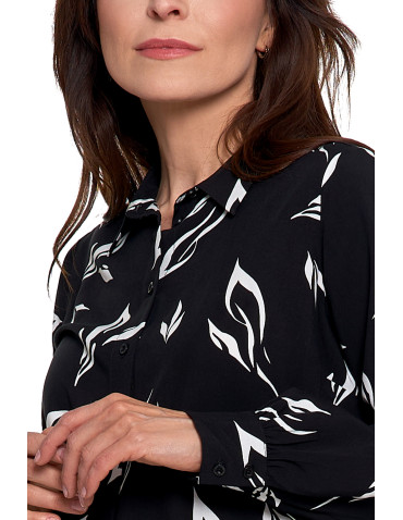 Bluzki i koszule - Koszula damska wiskozowa oversize z wydłużonym tyłem CZARNY - produkt 3