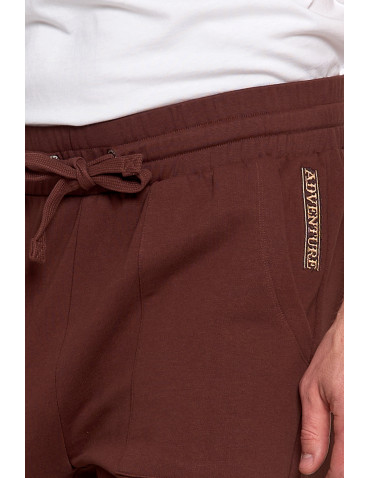 On - Męskie spodnie dresowe joggery z kieszeniami ocieplane BRĄZOWY - produkt 5